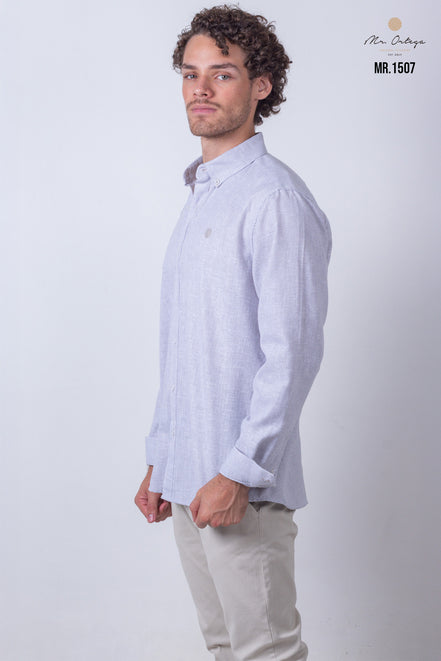 CAMISA LISA GRIS Y BLANCO