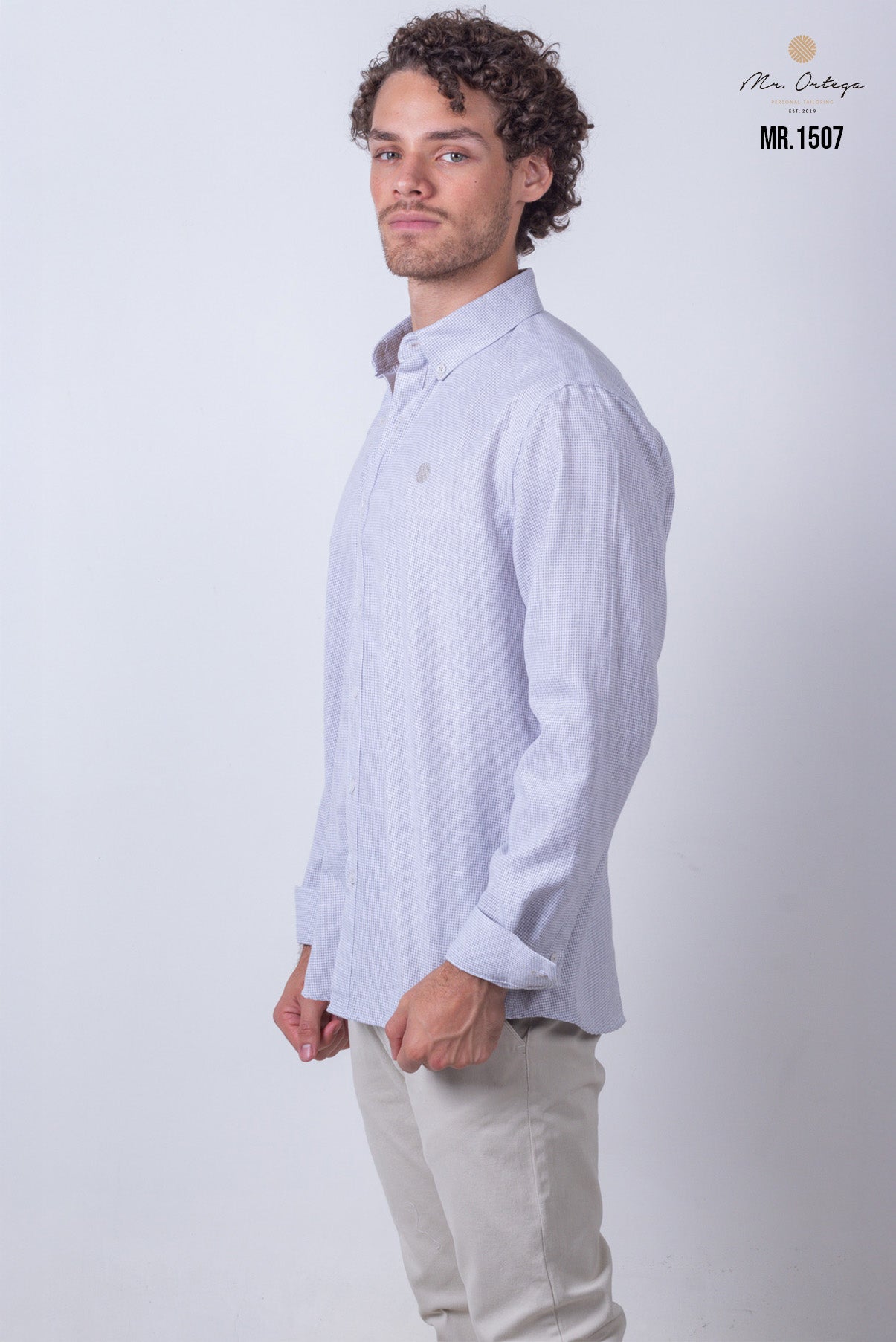 CAMISA LISA GRIS Y BLANCO