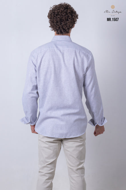 CAMISA LISA GRIS Y BLANCO