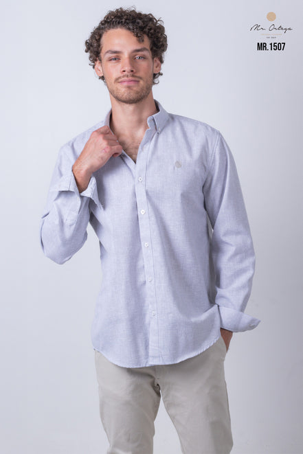 CAMISA LISA GRIS Y BLANCO