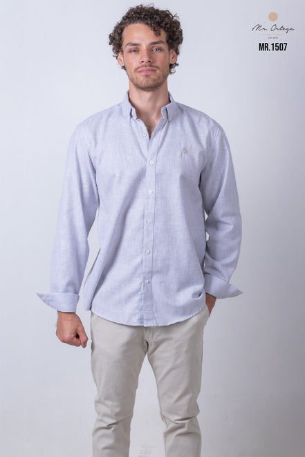 CAMISA LISA GRIS Y BLANCO