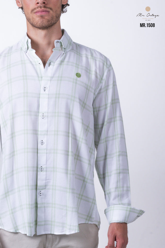CAMISA CUADROS BLANCO Y VERDE