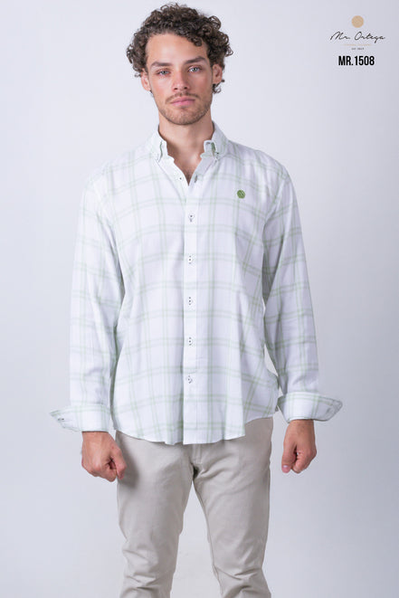 CAMISA CUADROS BLANCO Y VERDE
