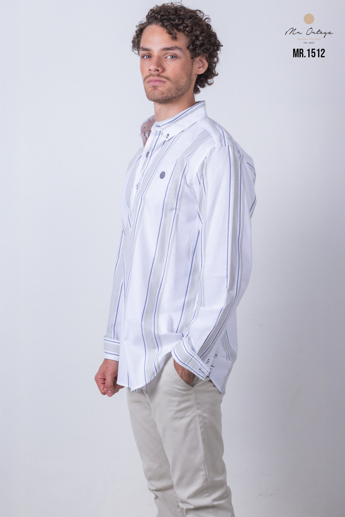 CAMISA RAYAS BLANCO, AZUL Y VERDE MANGA LARGA