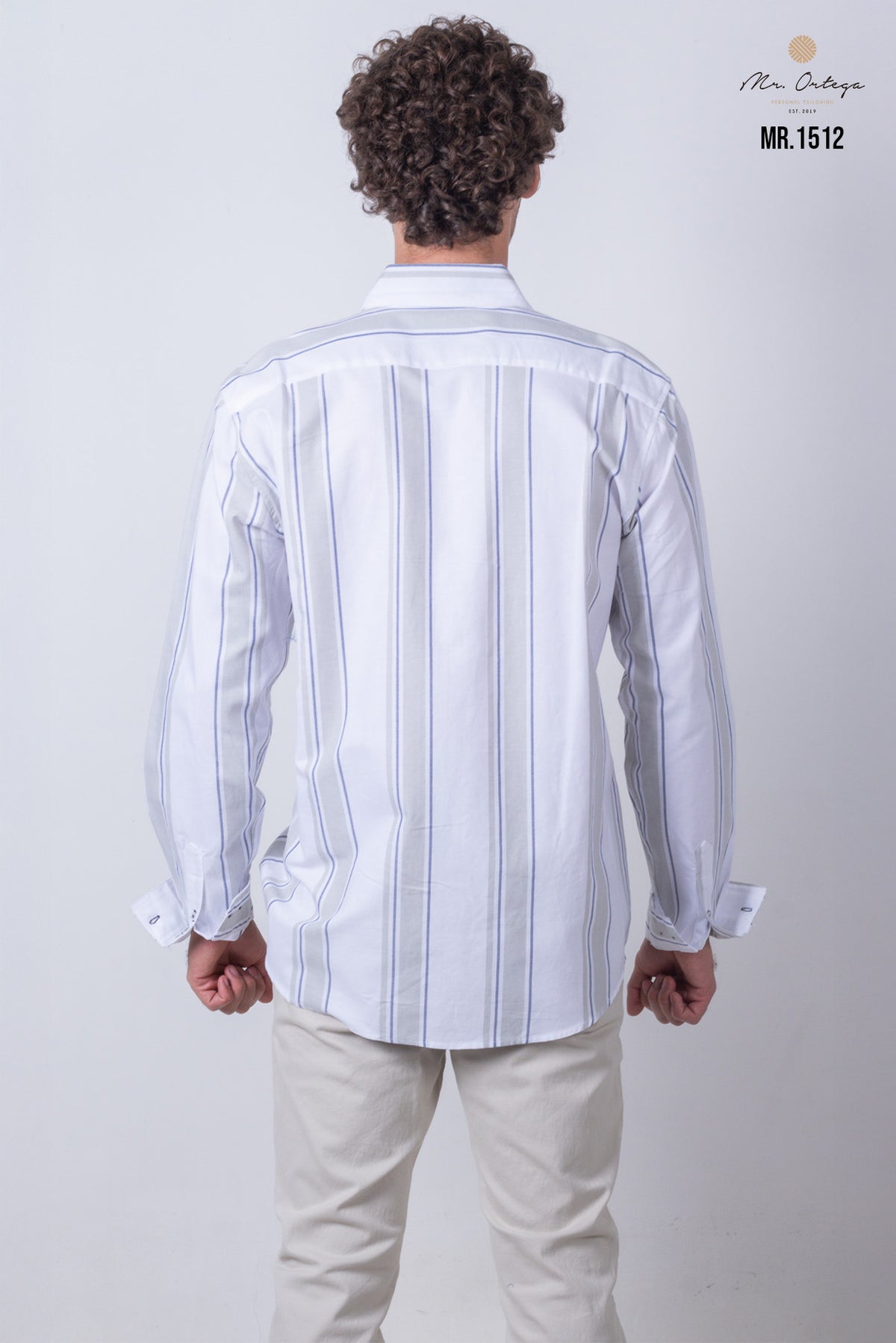 CAMISA RAYAS BLANCO, AZUL Y VERDE MANGA LARGA