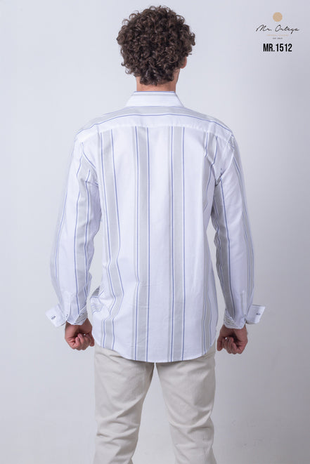CAMISA RAYAS BLANCO, AZUL Y VERDE