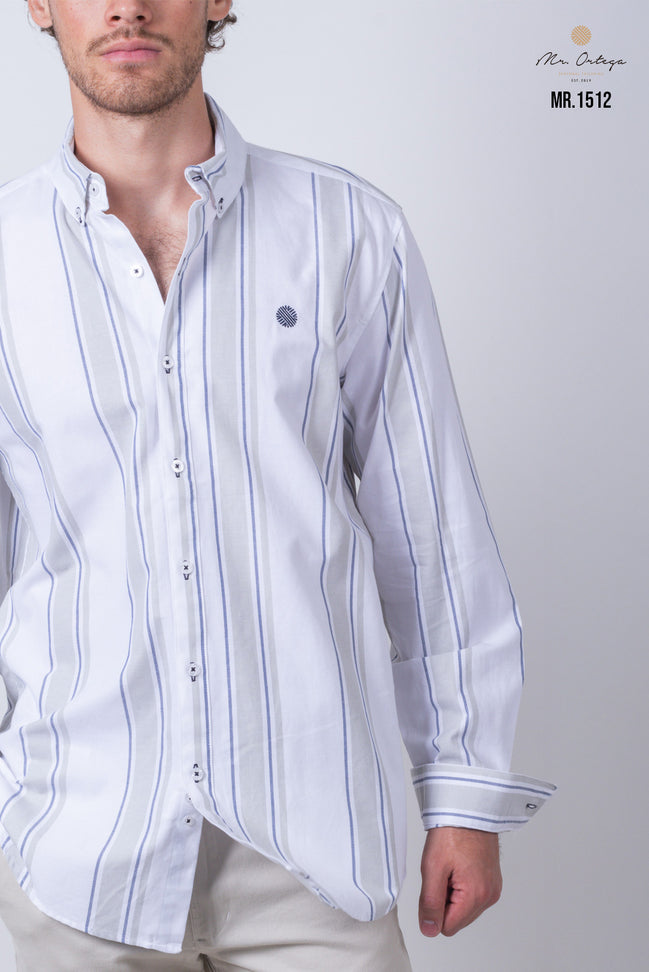 CAMISA RAYAS BLANCO, AZUL Y VERDE