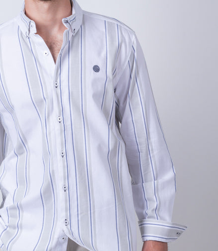 CAMISA RAYAS BLANCO, AZUL Y VERDE