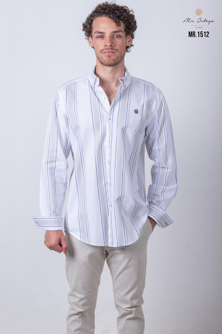 CAMISA RAYAS BLANCO, AZUL Y VERDE