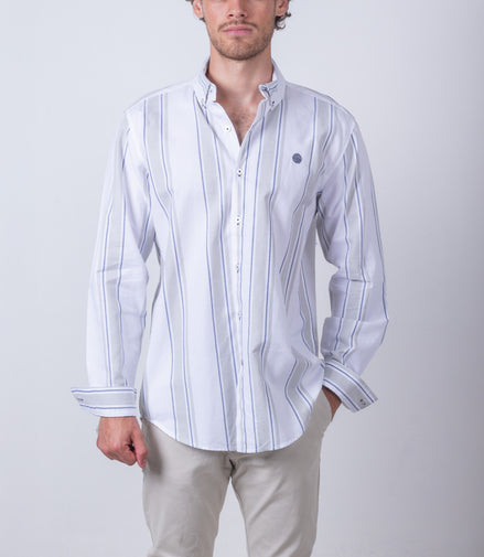 CAMISA RAYAS BLANCO, AZUL Y VERDE