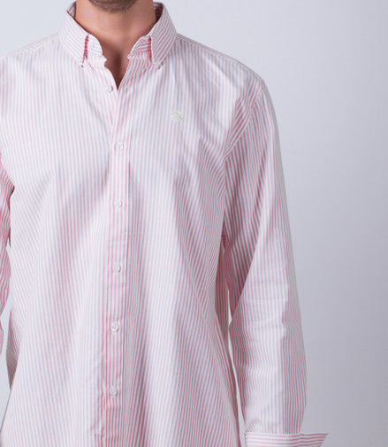 CAMISA RAYAS SALMON Y BLANCO