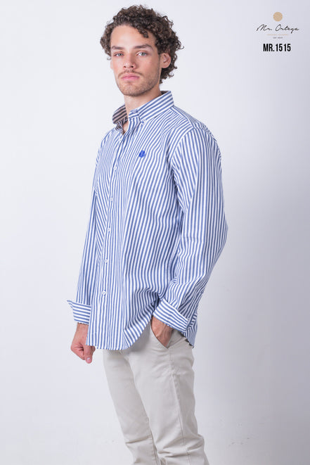 CAMISA RAYAS AZUL MARINO Y BLANCO