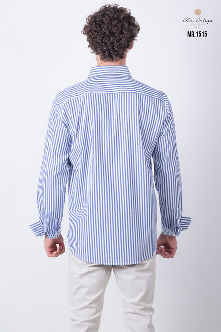 CAMISA RAYAS AZUL MARINO Y BLANCO