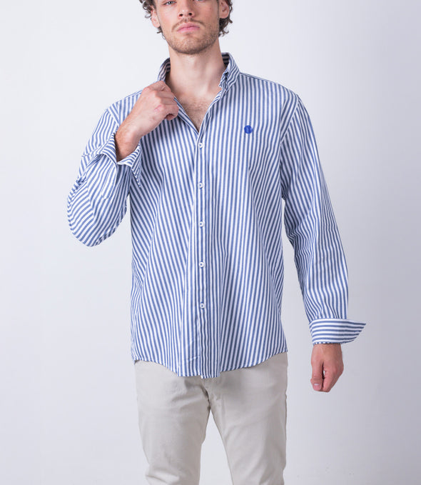 CAMISA RAYAS AZUL MARINO Y BLANCO