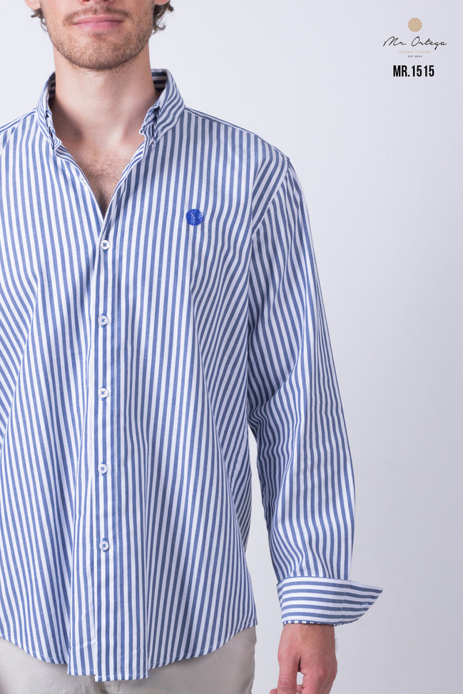 CAMISA RAYAS AZUL MARINO Y BLANCO
