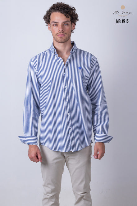 CAMISA RAYAS AZUL MARINO Y BLANCO