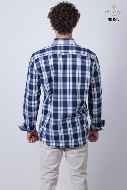 CAMISA CUADROS AZUL MARINO Y BLANCO