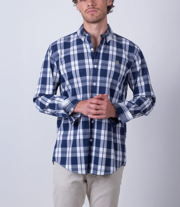 CAMISA CUADROS AZUL MARINO Y BLANCO