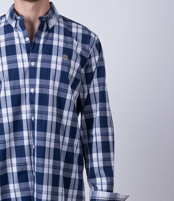 CAMISA CUADROS AZUL MARINO Y BLANCO