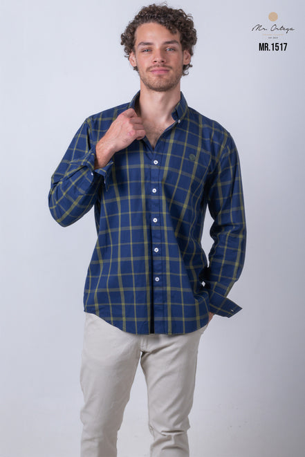 CAMISA CUADROS AZUL MARINO Y VERDE