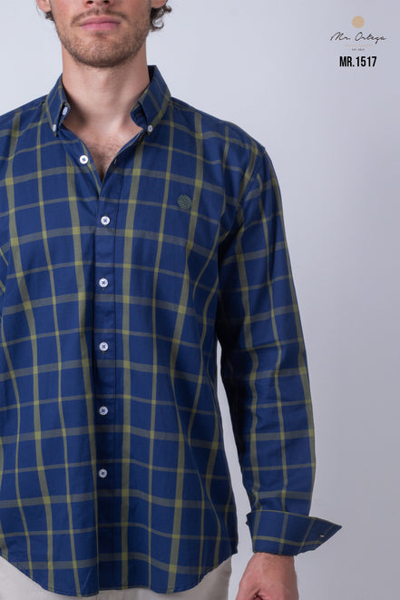 CAMISA CUADROS AZUL MARINO Y VERDE