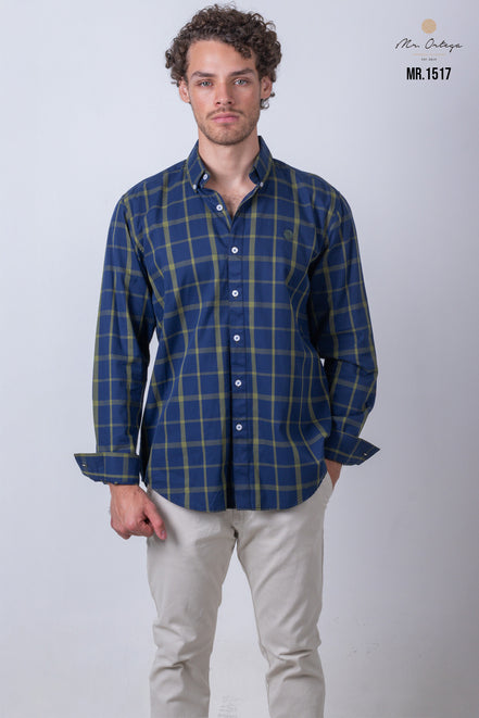 CAMISA CUADROS AZUL MARINO Y VERDE
