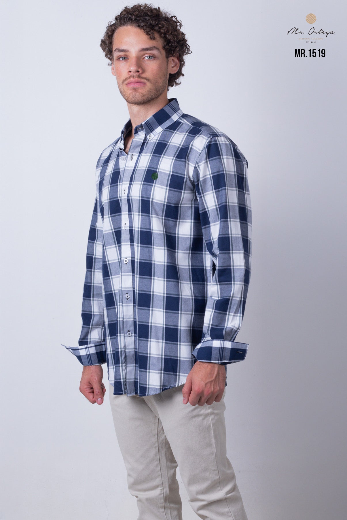 CAMISA CUADROS AZUL, BLANCO Y VERDE MANGA LARGA
