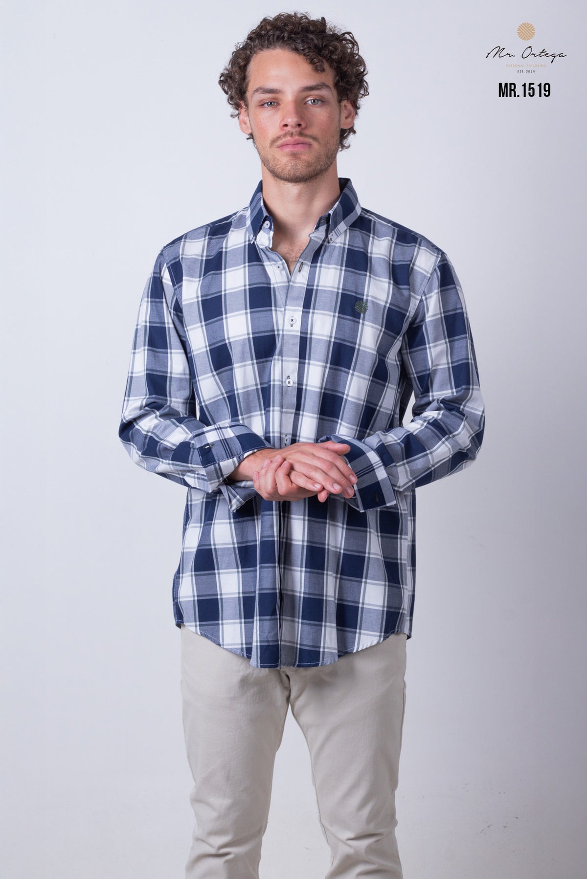 CAMISA CUADROS AZUL, BLANCO Y VERDE MANGA LARGA