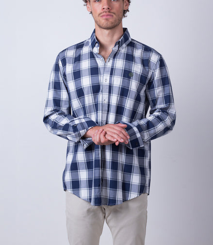 CAMISA CUADROS AZUL, BLANCO Y VERDE