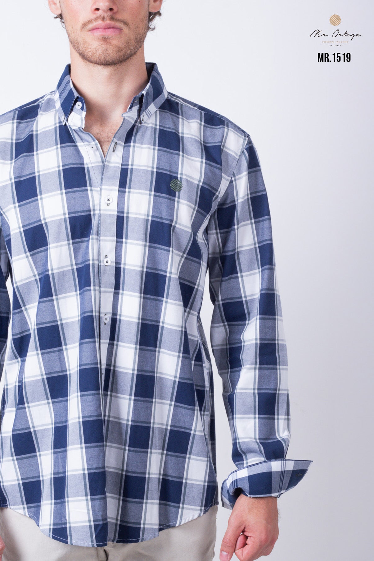 CAMISA CUADROS AZUL, BLANCO Y VERDE MANGA LARGA