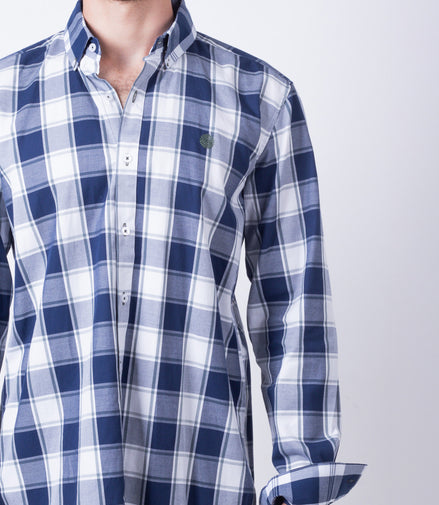 CAMISA CUADROS AZUL, BLANCO Y VERDE