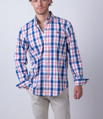 CAMISA CUADROS BLANCO, AZUL Y ROJO