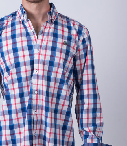 CAMISA CUADROS BLANCO, AZUL Y ROJO