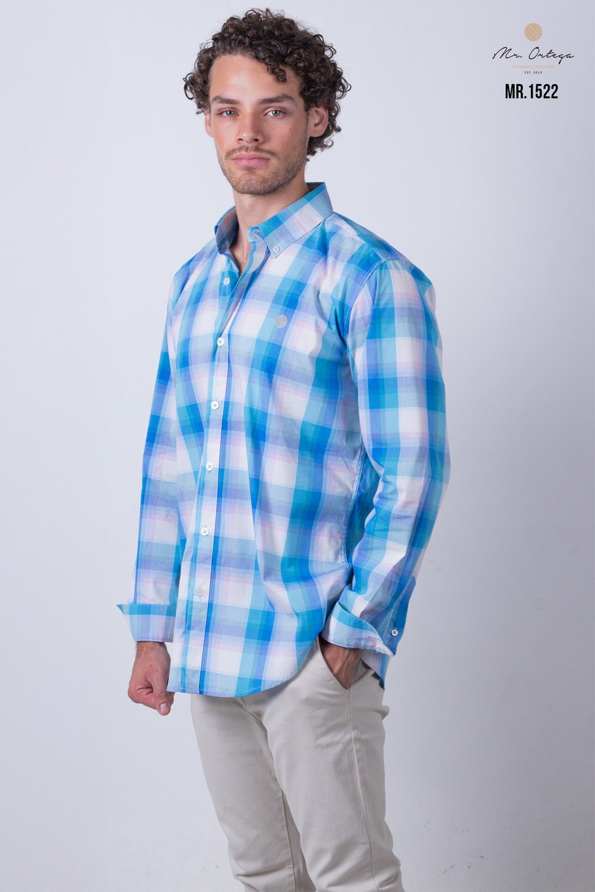 CAMISA CUADROS AZUL, ROSA Y BLANCO MANGA LARGA