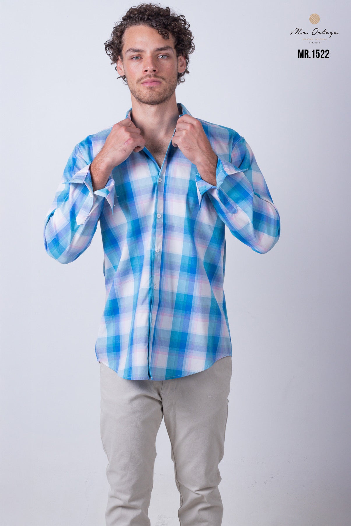 CAMISA CUADROS AZUL, ROSA Y BLANCO