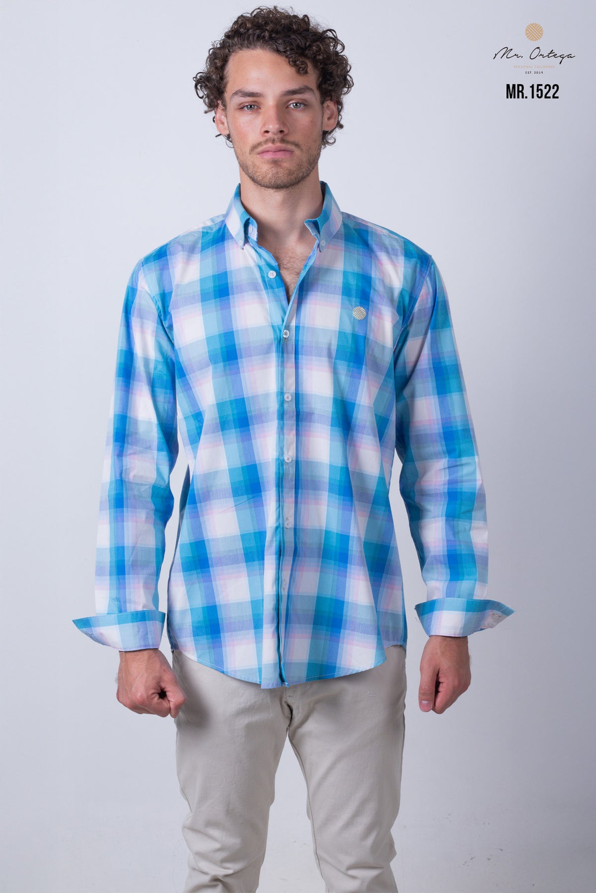CAMISA CUADROS AZUL, ROSA Y BLANCO MANGA LARGA