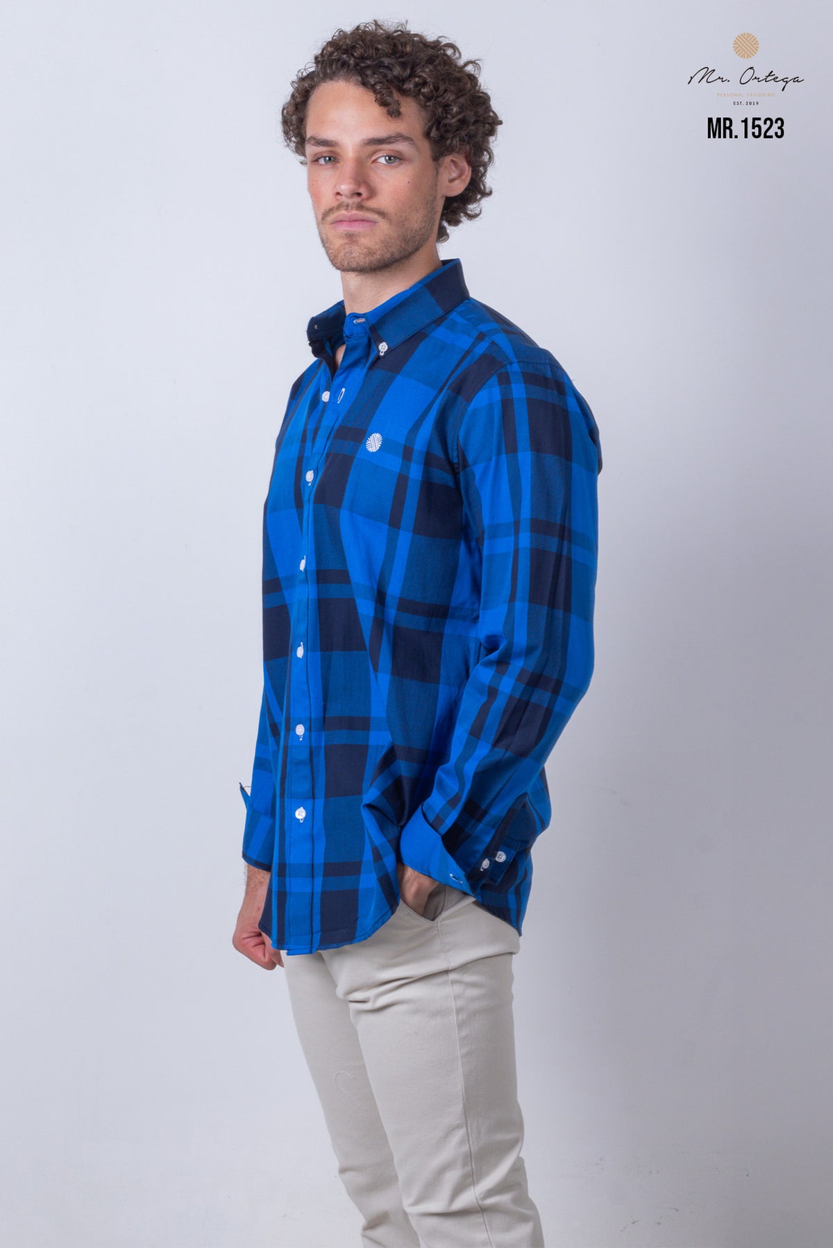 CAMISA CUADROS MARINO Y AZUL REY MANGA LARGA