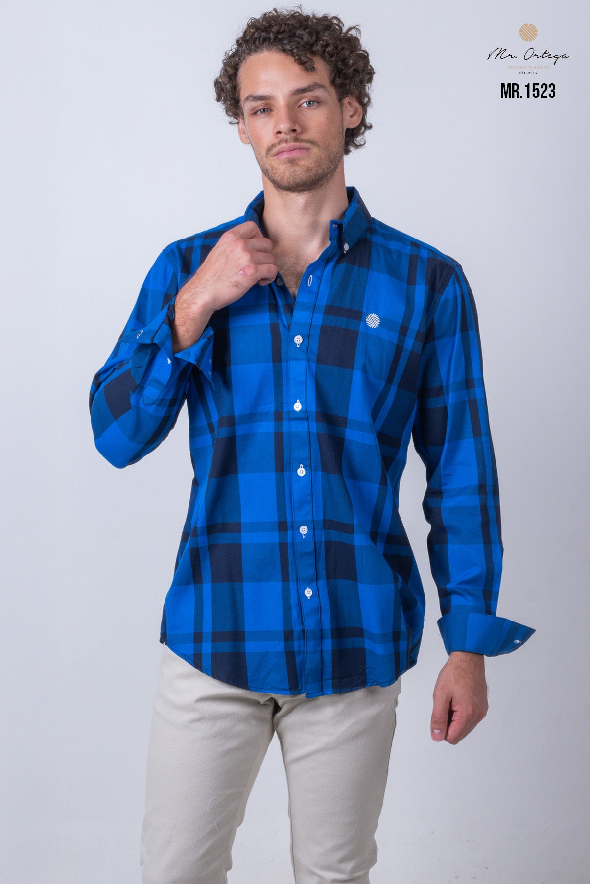 CAMISA CUADROS MARINO Y AZUL REY MANGA LARGA