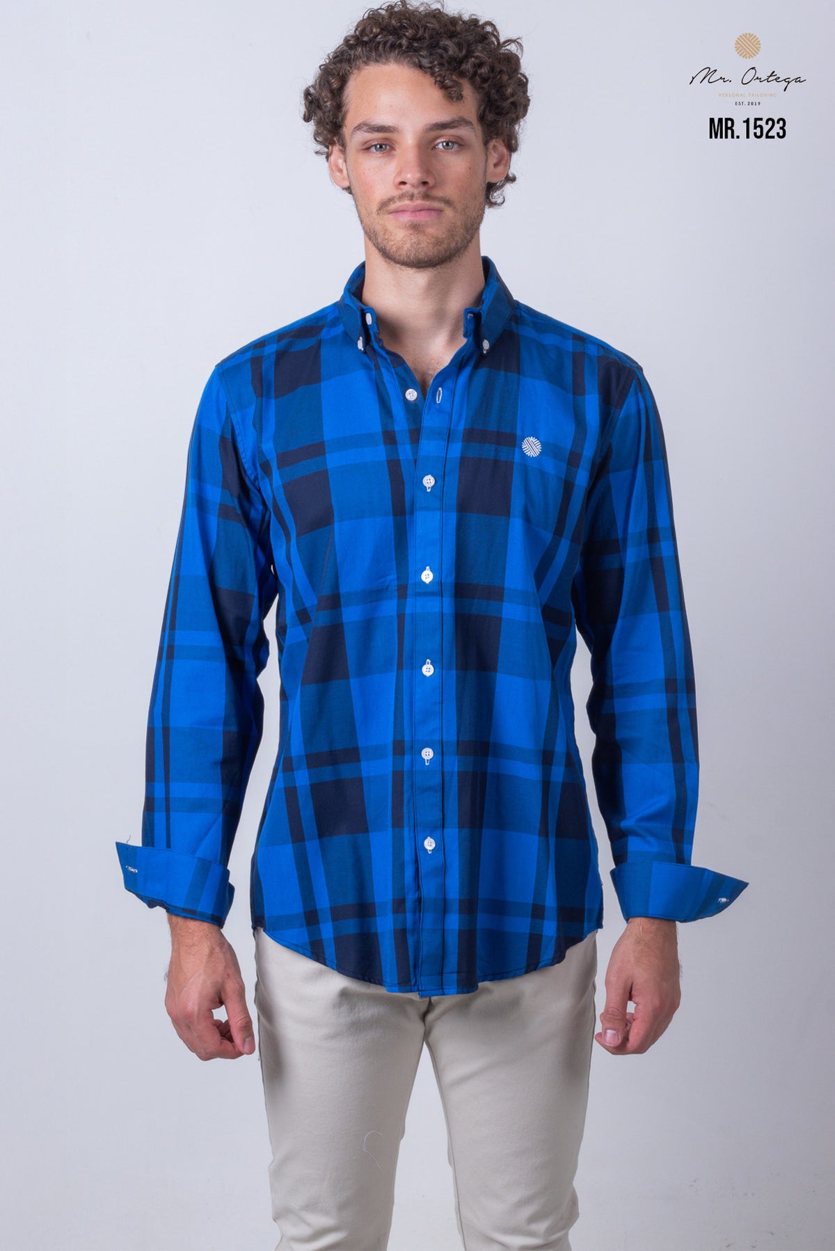 CAMISA CUADROS MARINO Y AZUL REY MANGA LARGA