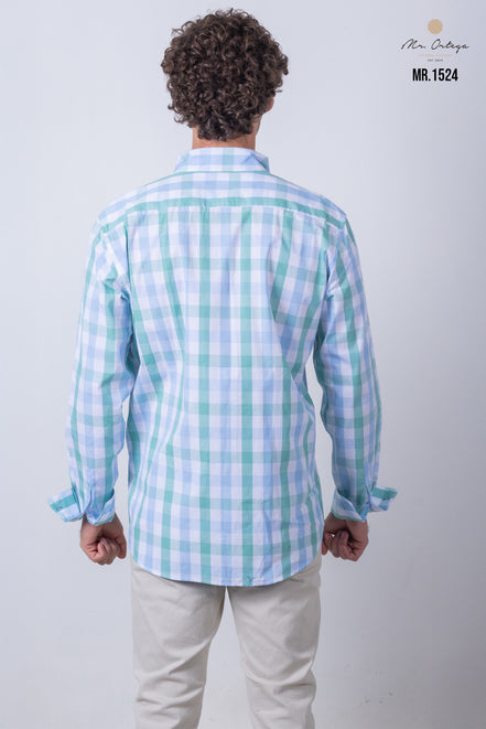 CAMISA CUADROS BLANCO, VERDE Y AZUL