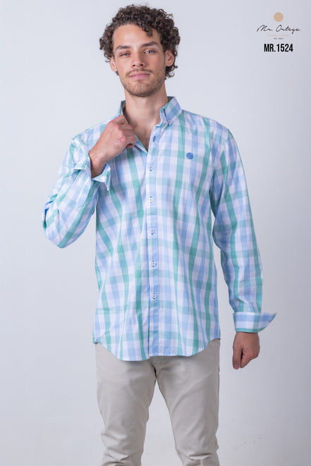 CAMISA CUADROS BLANCO, VERDE Y AZUL