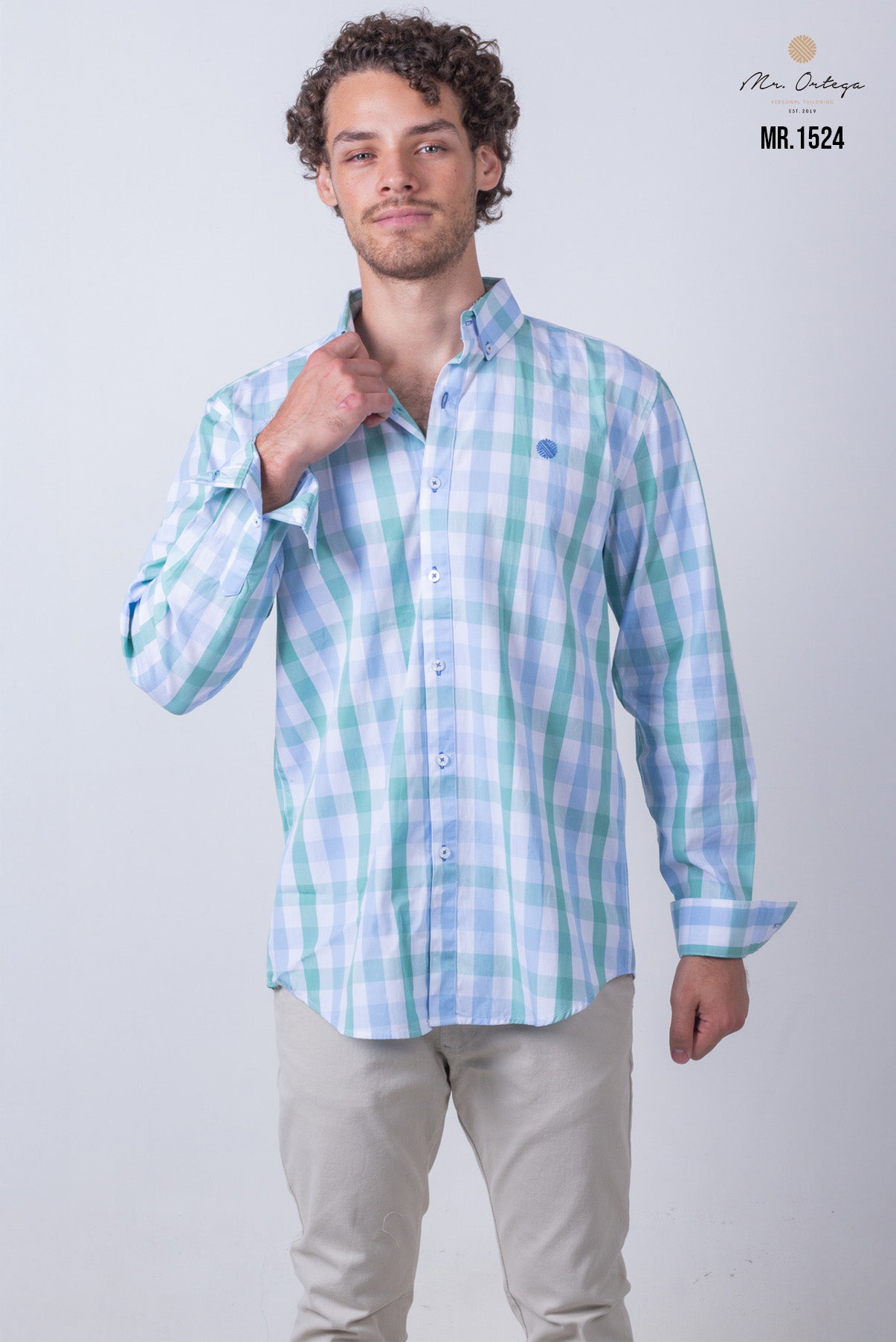 CAMISA CUADROS BLANCO, VERDE Y AZUL