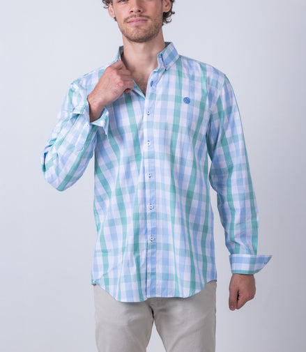 CAMISA CUADROS BLANCO, VERDE Y AZUL