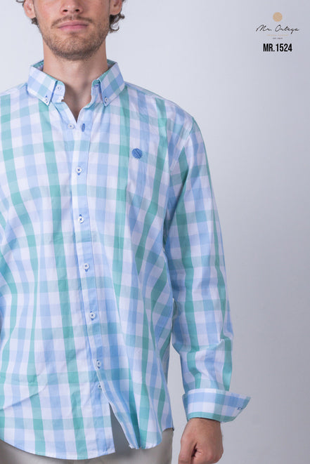 CAMISA CUADROS BLANCO, VERDE Y AZUL