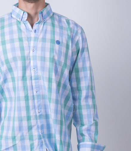 CAMISA CUADROS BLANCO, VERDE Y AZUL