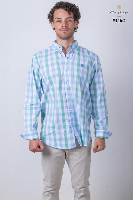 CAMISA CUADROS BLANCO, VERDE Y AZUL