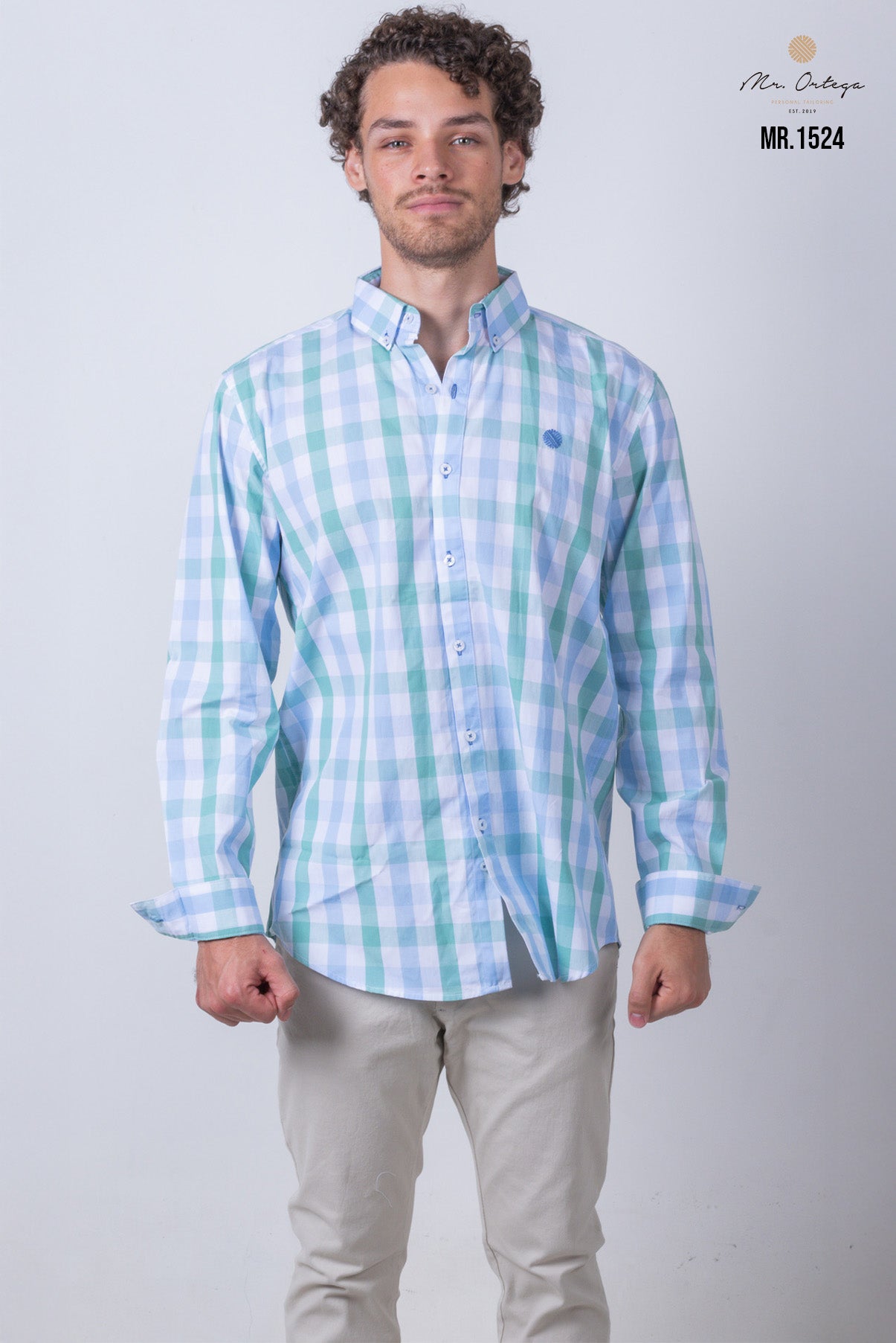 CAMISA CUADROS BLANCO, VERDE Y AZUL
