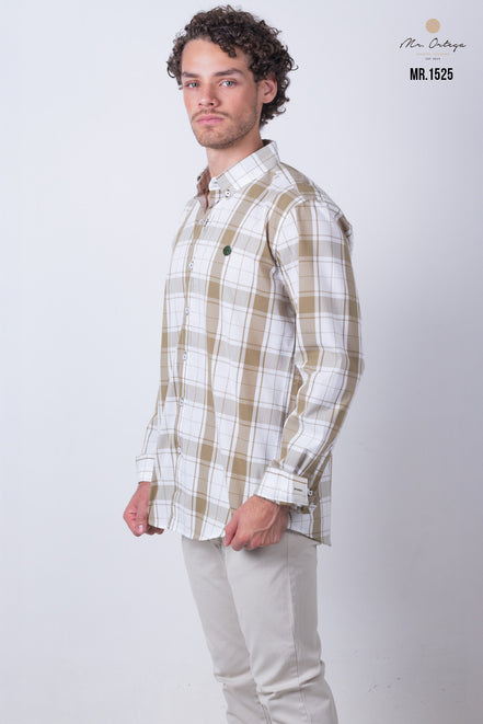 CAMISA CUADROS CAFE Y BLANCO