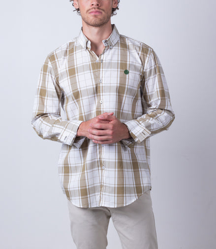 CAMISA CUADROS CAFE Y BLANCO