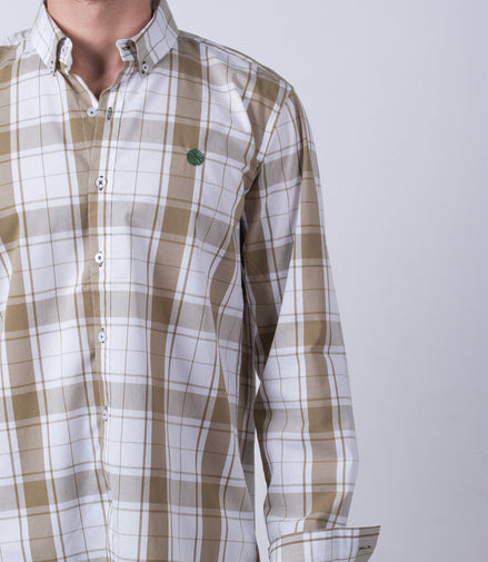 CAMISA CUADROS CAFE Y BLANCO